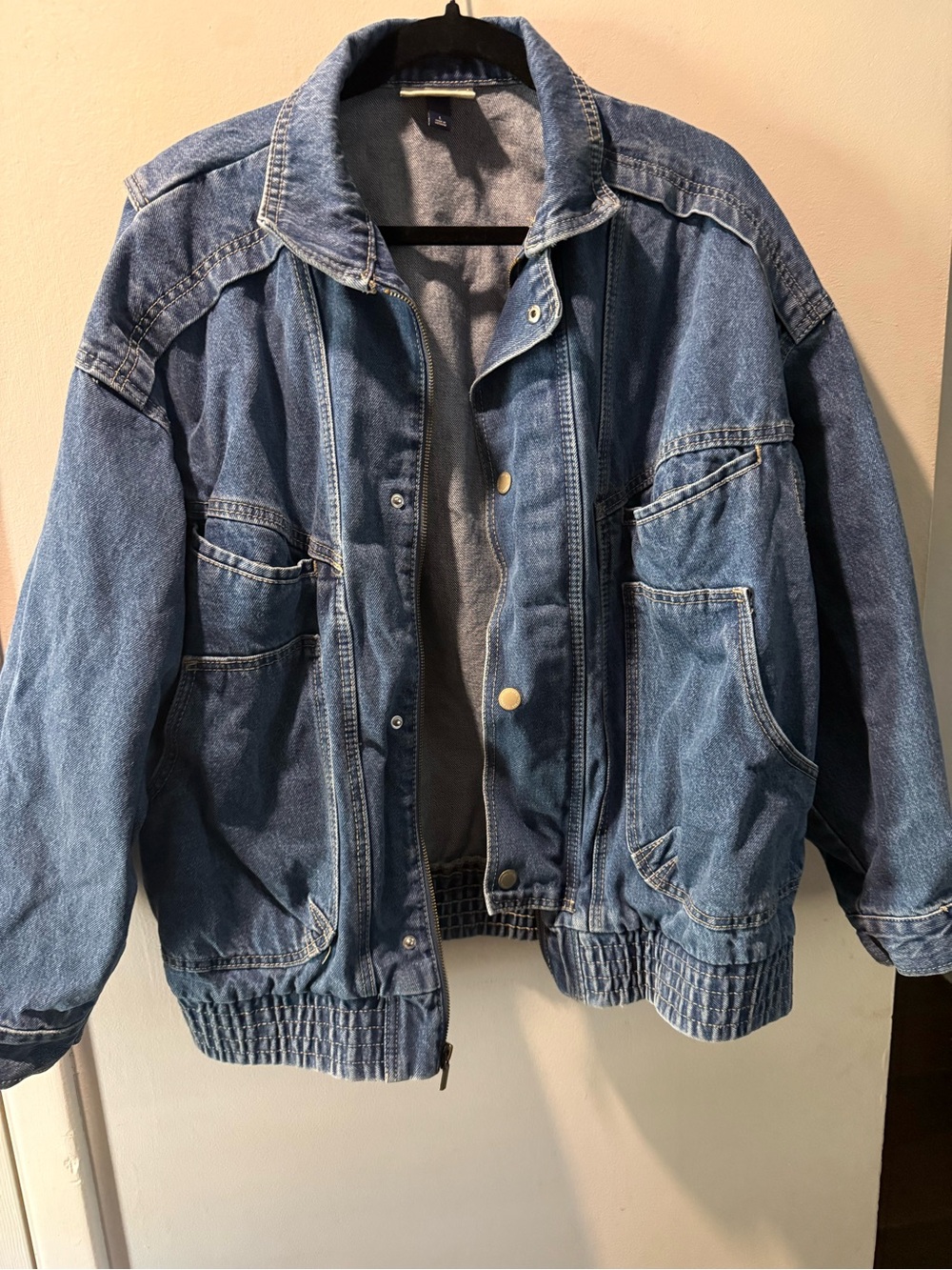 Universal Thread Blue Denim Women's Bomber Jacket